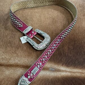 Swarovski Pink Leather Belt